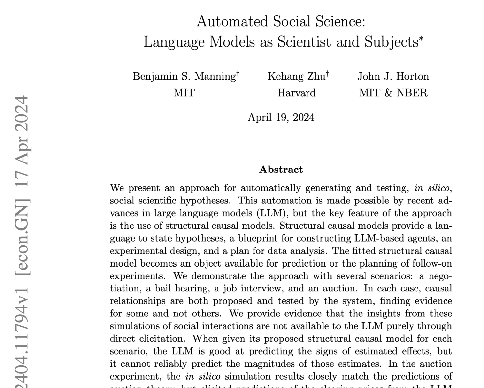 Preview image for paper: Automated Social Science: Language Models as Scientist and Subjects