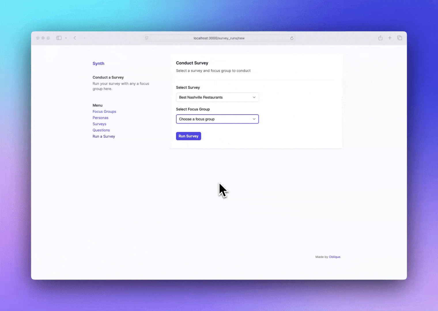 demo of how we can use our synthetic focus group to take surveys